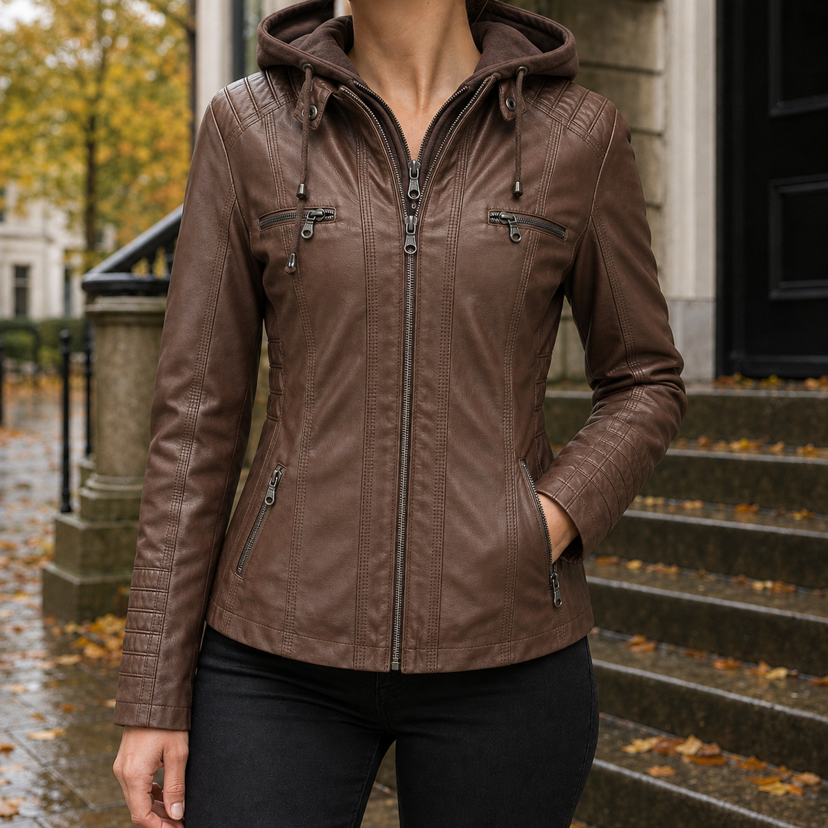 Maxine-Jade Hooded Jacket - Coffee