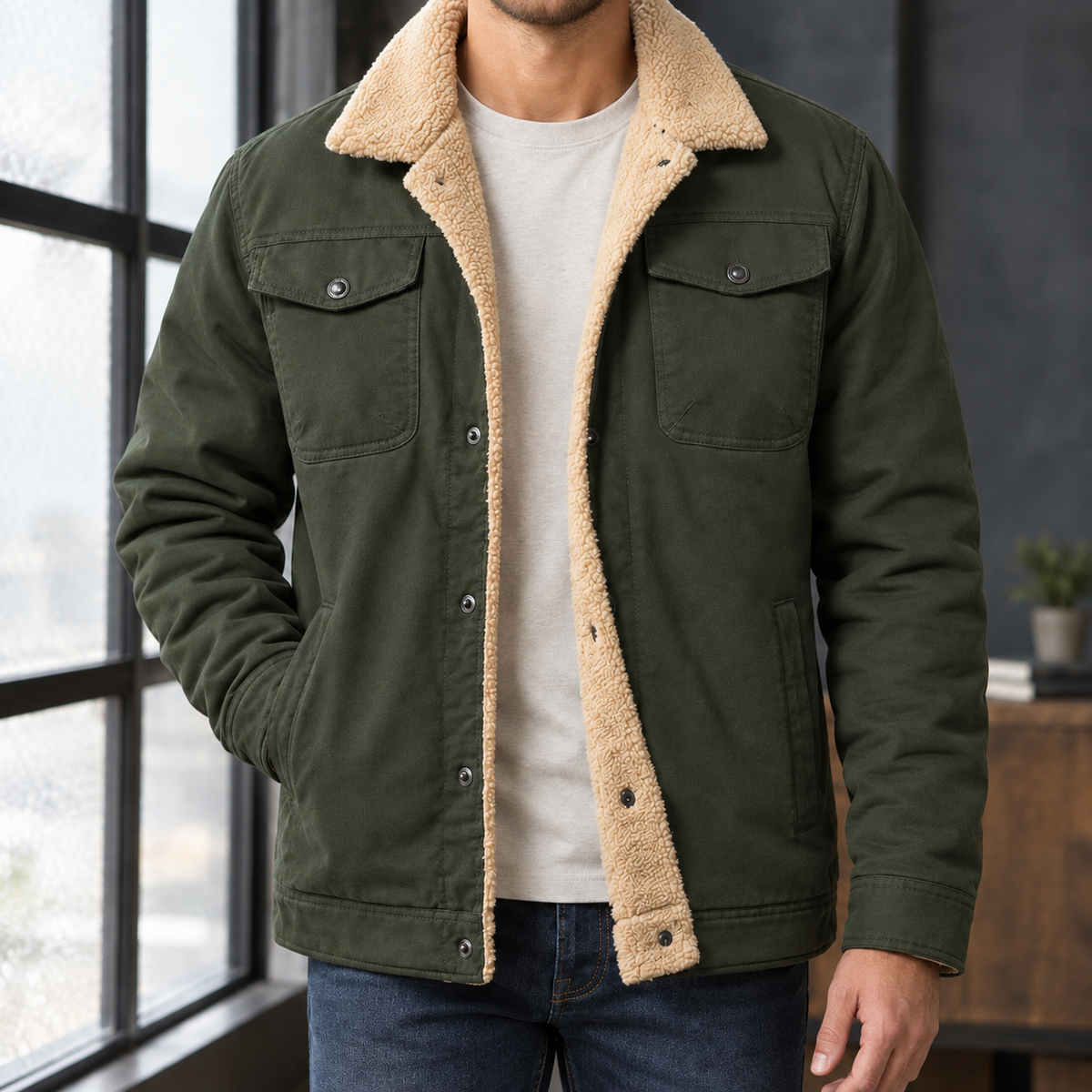Pierrick Workwear Jacket - Army Green