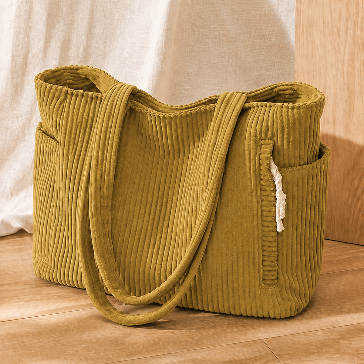 Rovelli Ribbed Tote - Mustard