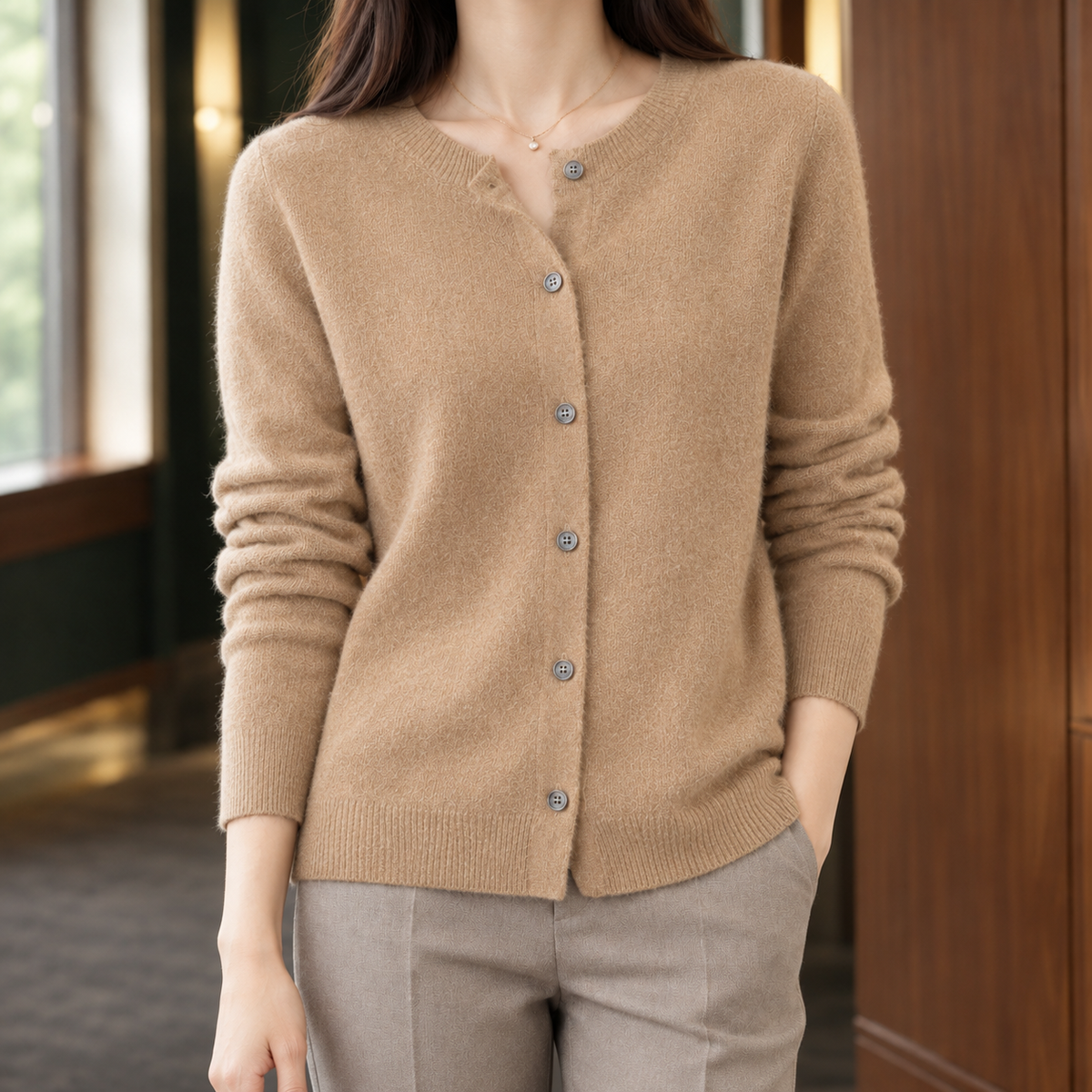 Ghislaine Soft Knit Cardigan - Camel