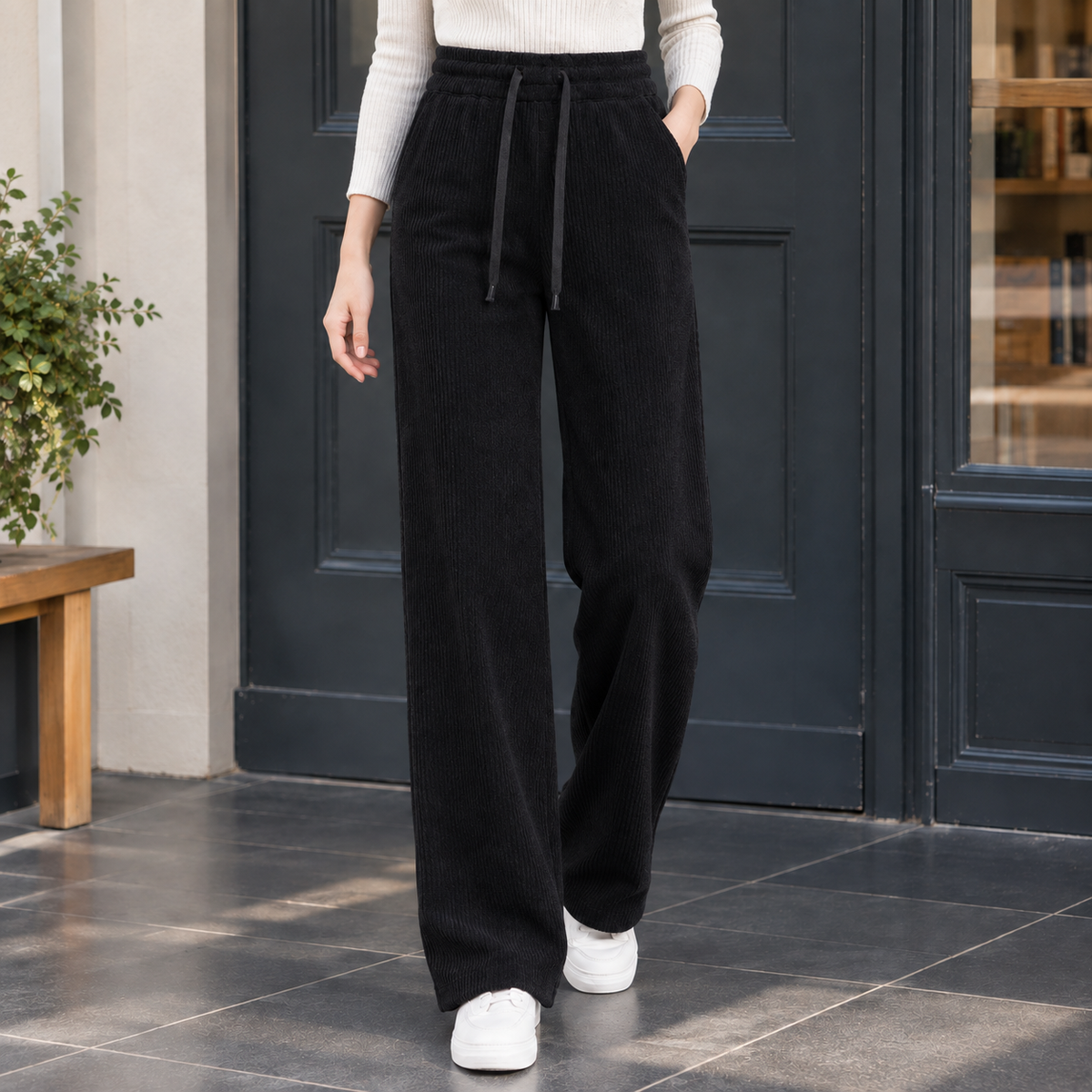 Sabrina Wide-Leg Pants - Black
