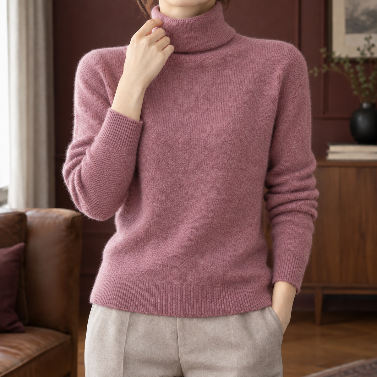 Cecilia Turtleneck Sweater - Dusty Rose