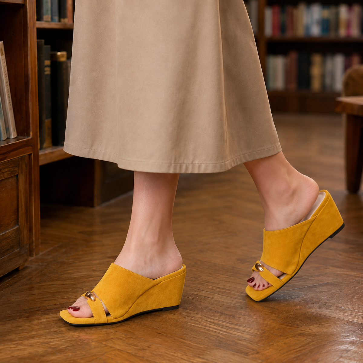 Bordoni Suede Wedge Sandals - Yellow