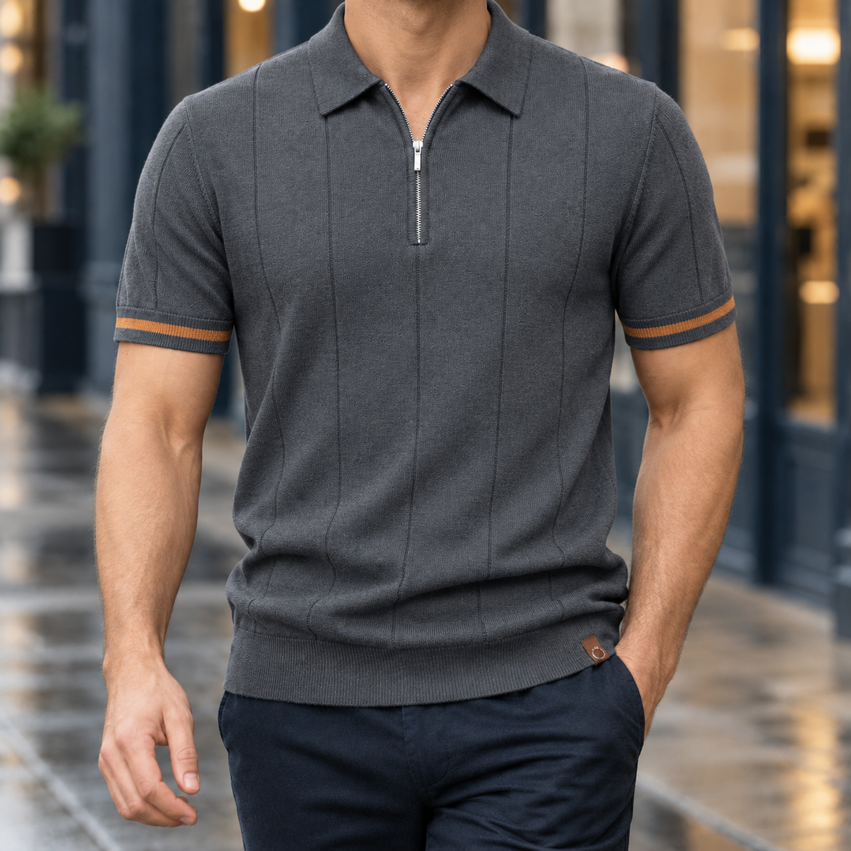 Donatien Zip Polo - Dark Gray