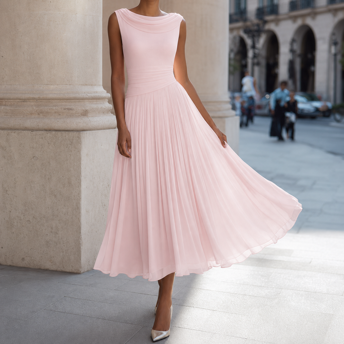 Sabina Cowl Neck Dress - Pink