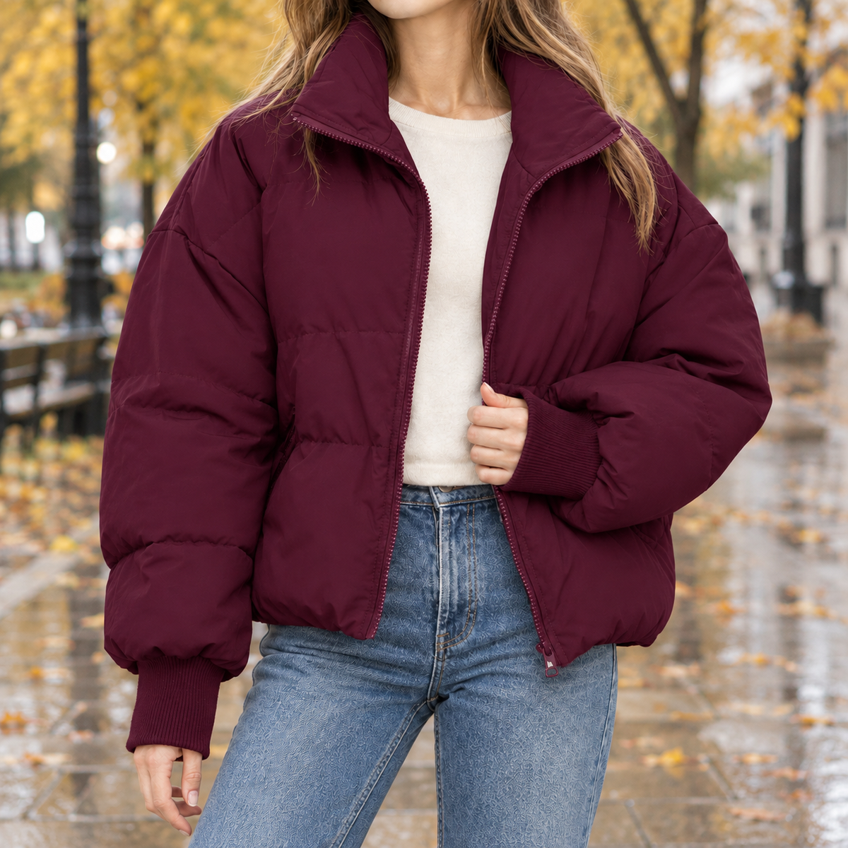 Meredith-Hope Quilted Jacket - Burgundy