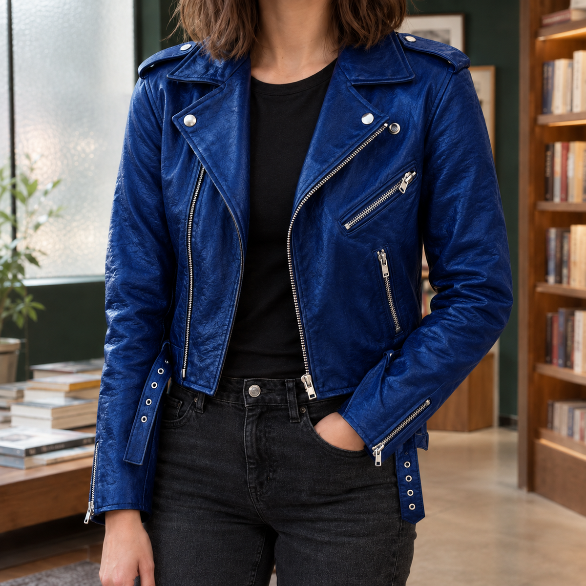 Eliana Biker Jacket - Blue