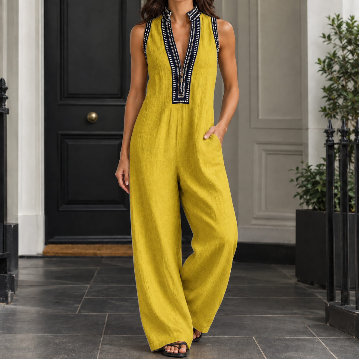 Lola Wide Leg Jumpsuit - Yellow