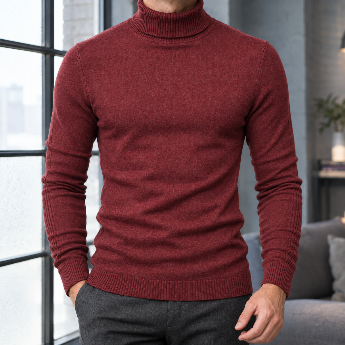 Axel Turtleneck Sweater - Wine Red