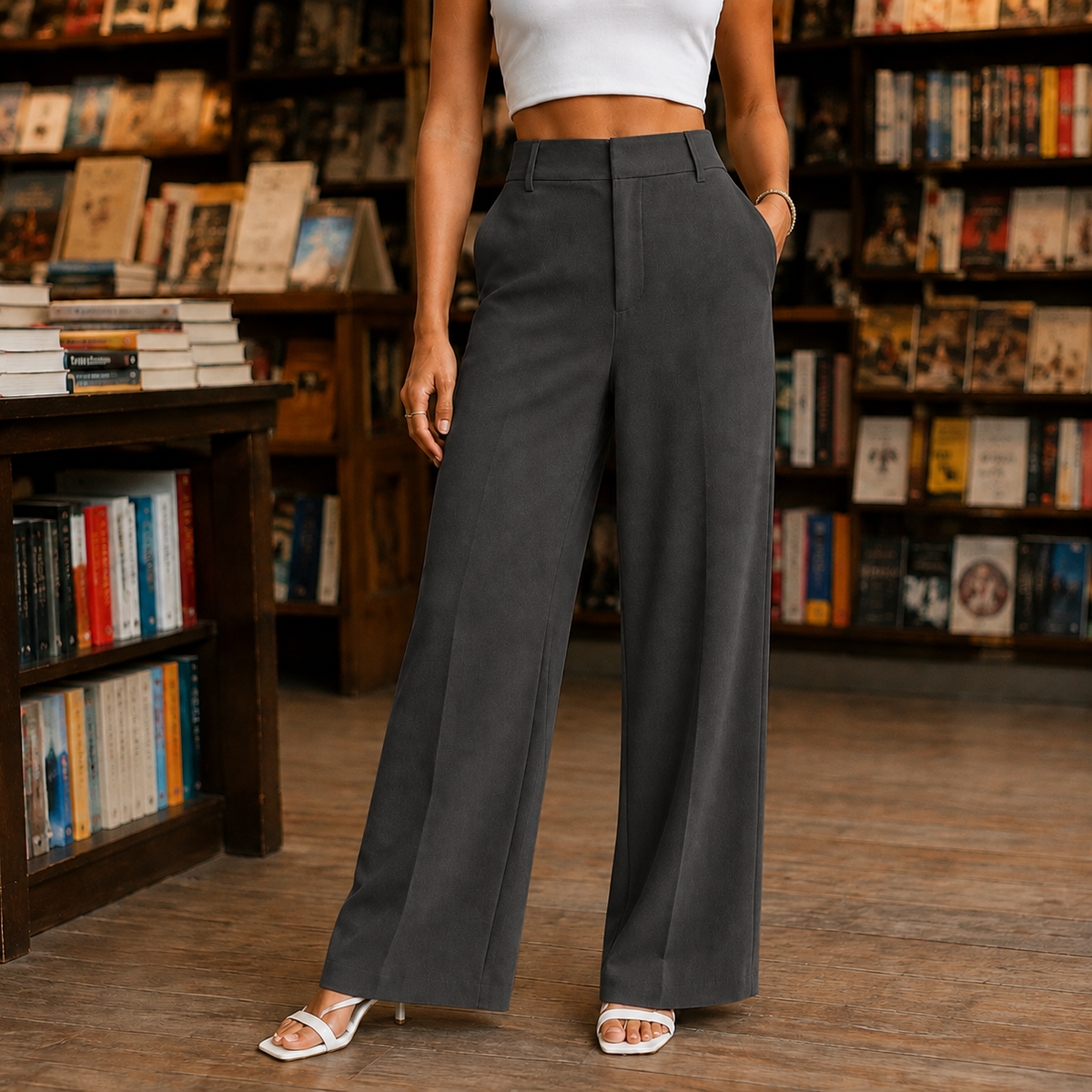 Rosalie-Faye Wide Leg Pants - Dark Gray