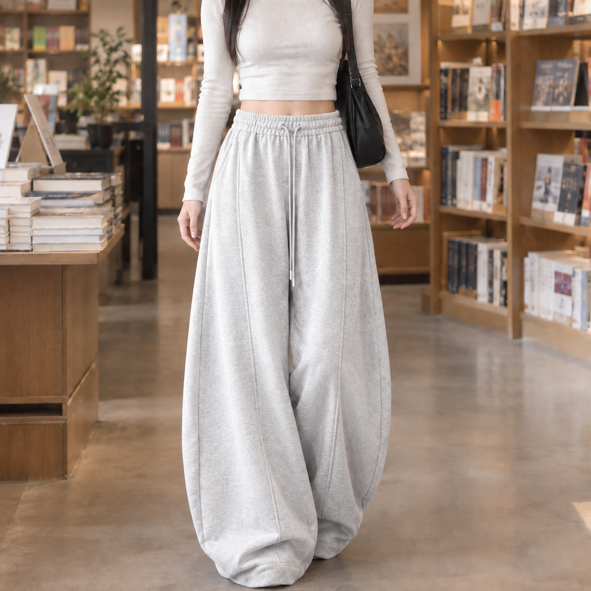 Fiona Balloon Hoodie - White Gray