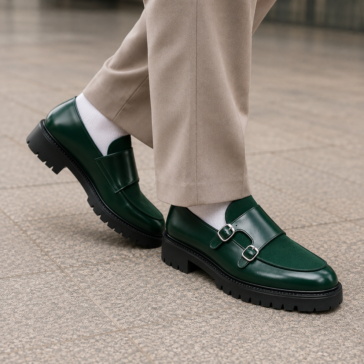Serrano Monk Strap Shoes - Green