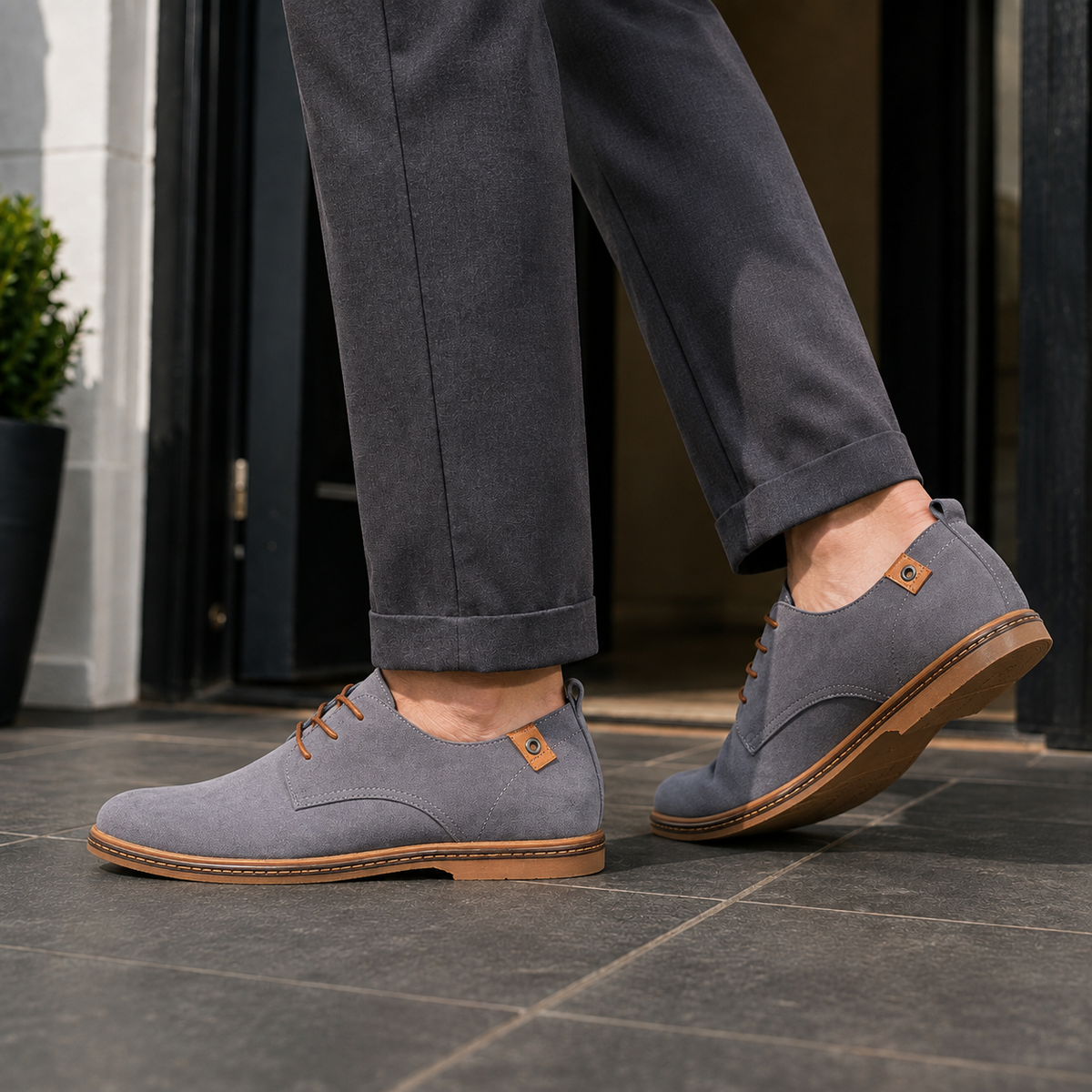 Vittorio Suede Derby Shoes - Gray
