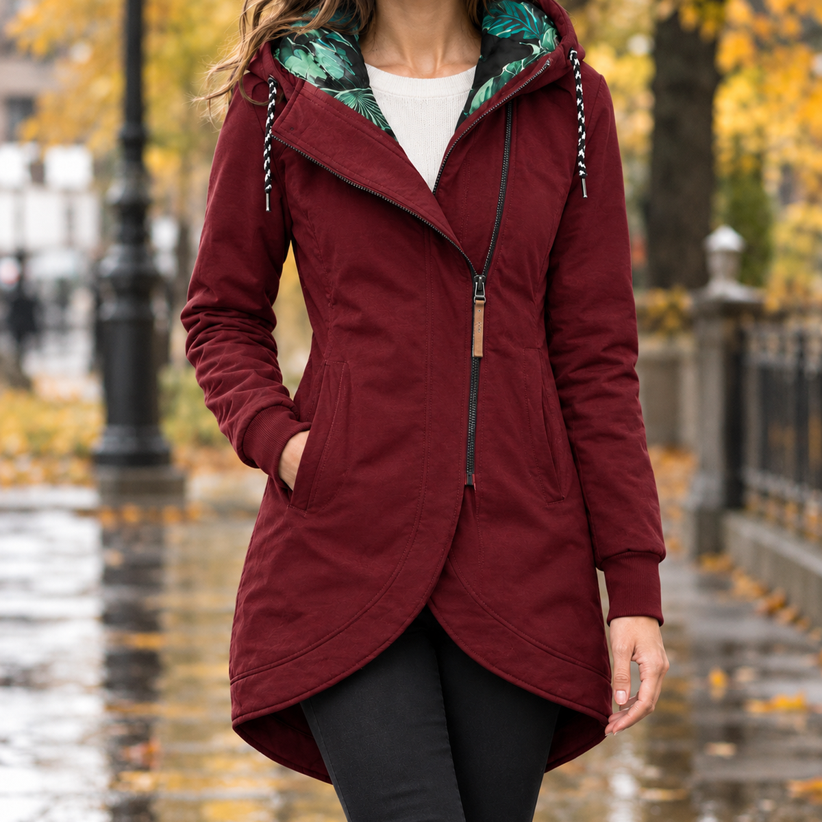 Heidi-Louise Hooded Jacket - Wine Red