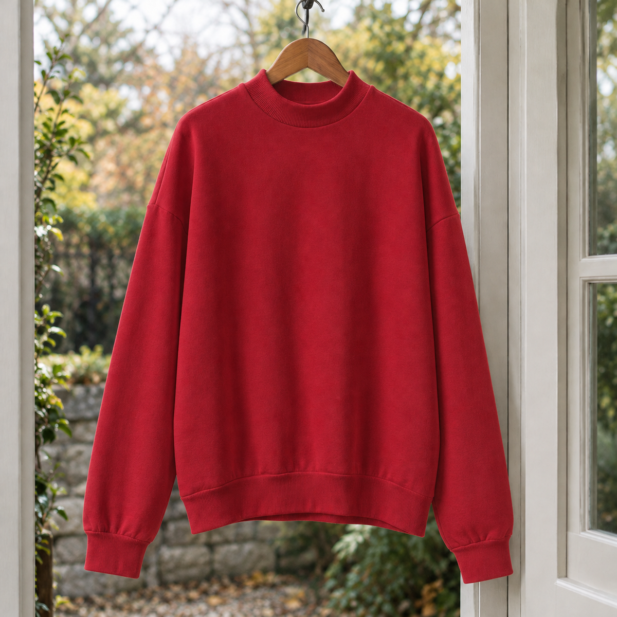 Philippa-Belle Mock Neck Sweater - Red