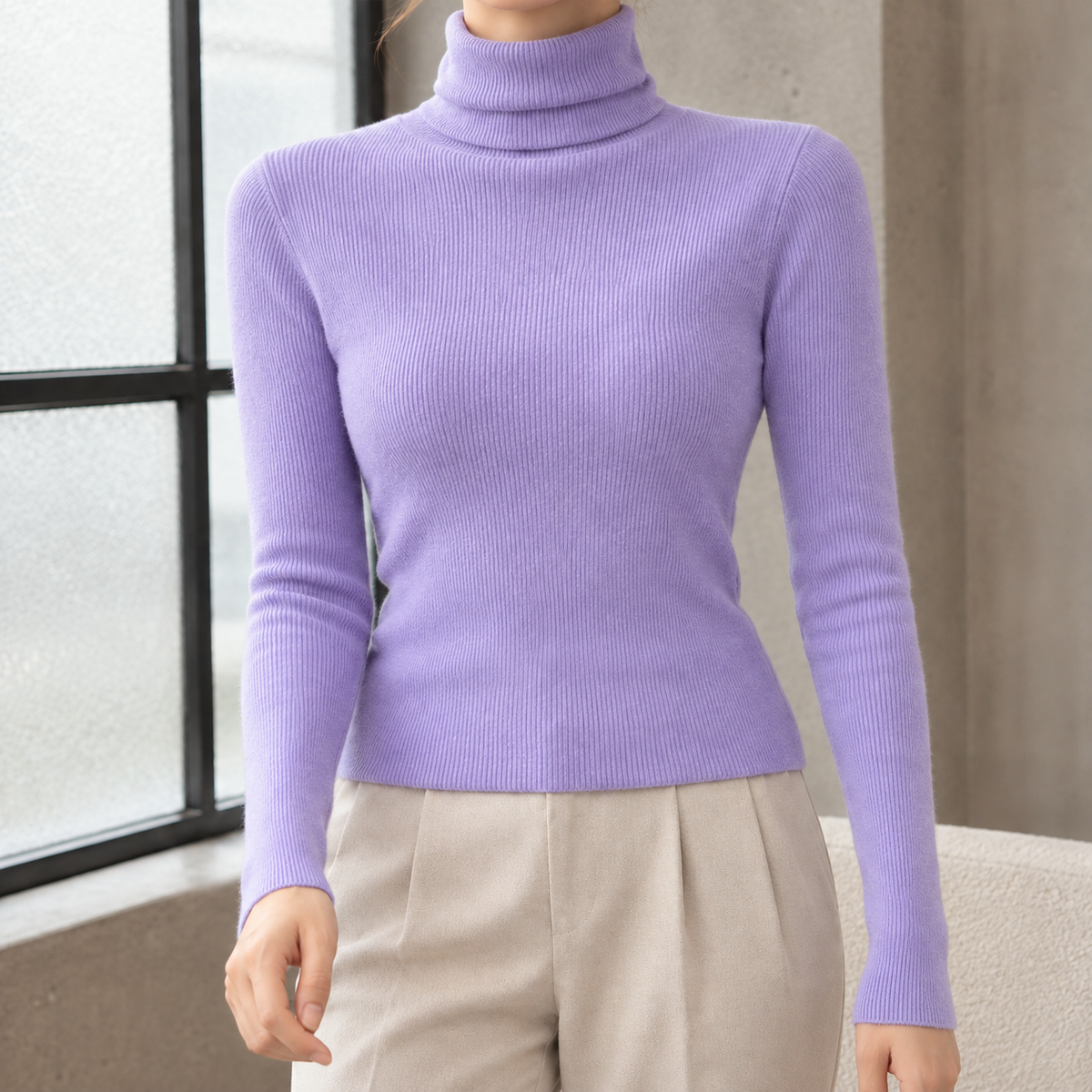 Guinevere Turtleneck Sweater - Light Purple