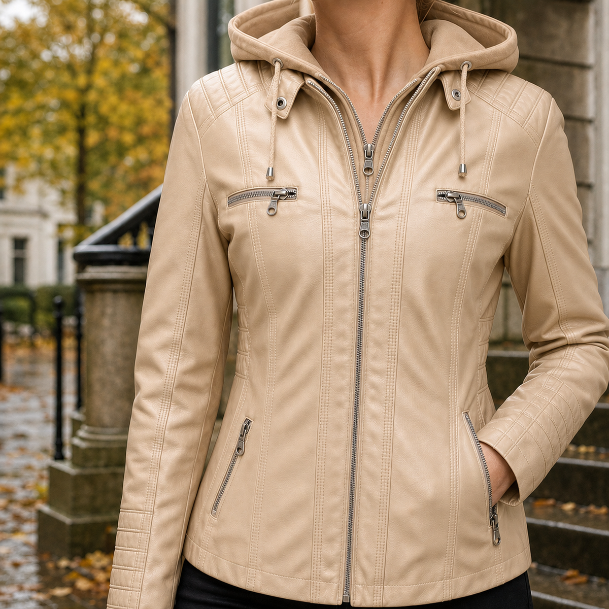 Maxine-Jade Hooded Jacket - Apricot