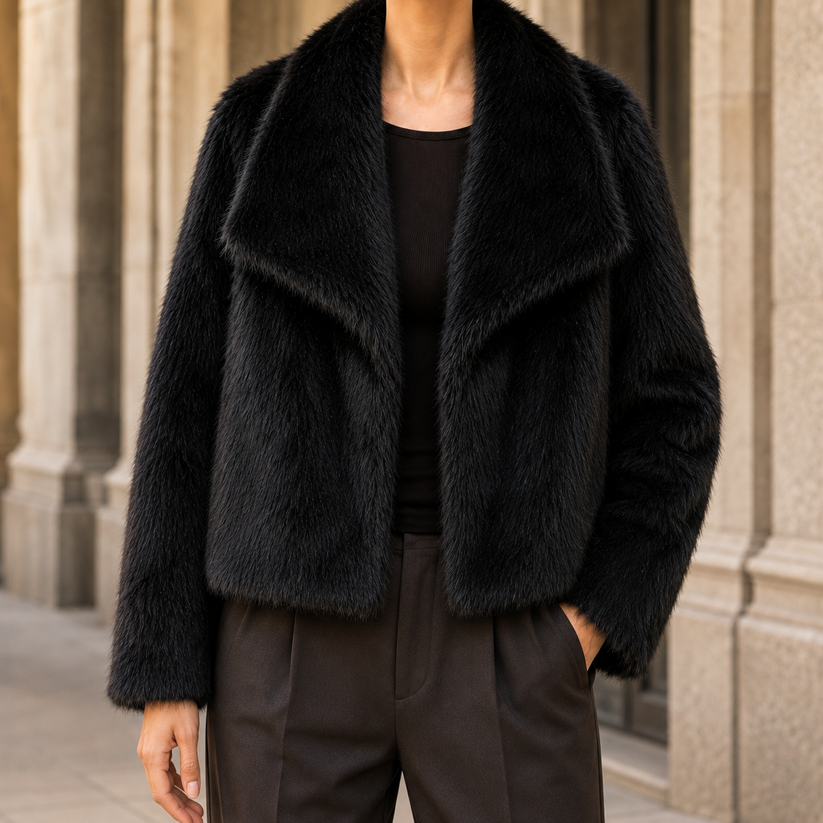 Odette Plush Jacket - Black