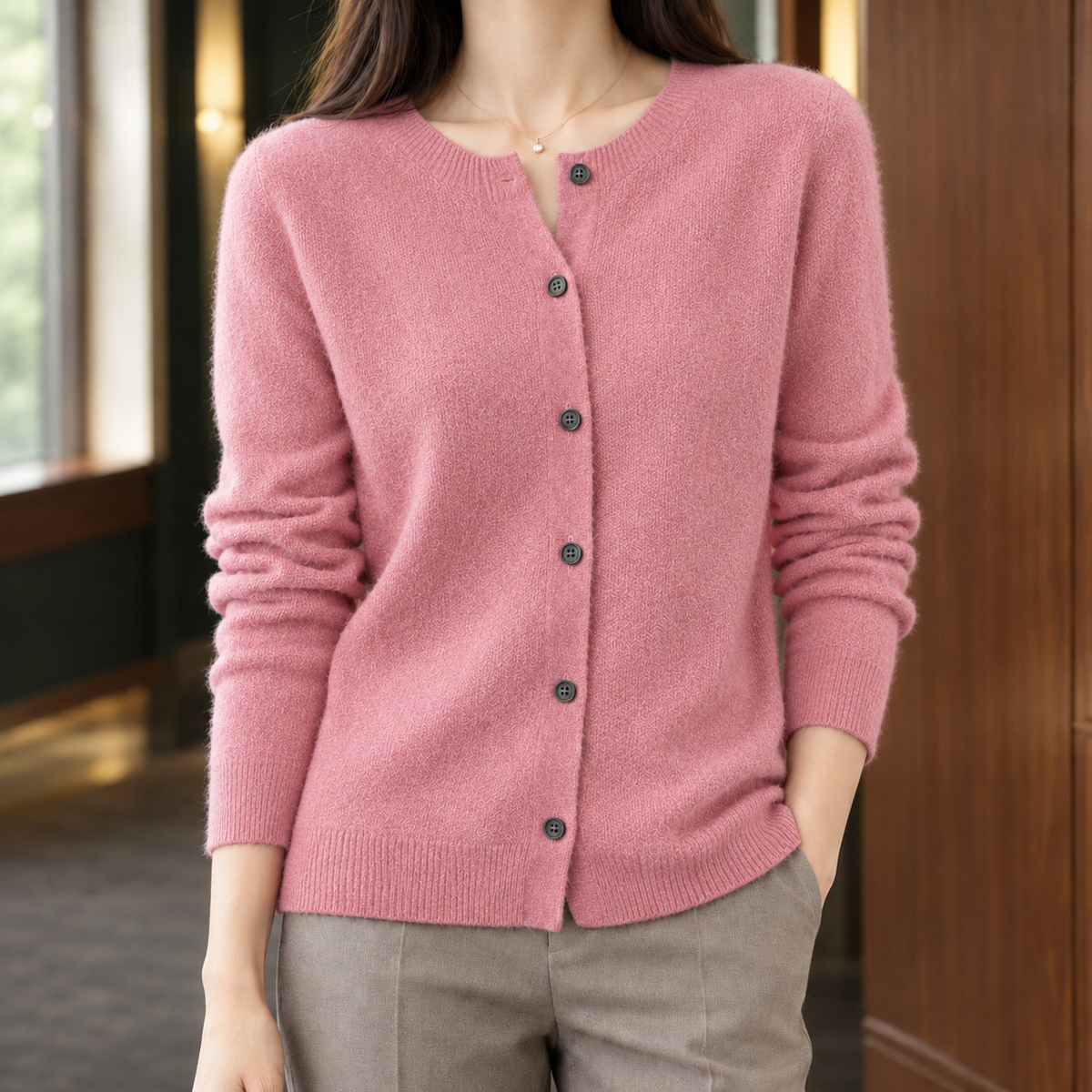 Ghislaine Soft Knit Cardigan - Shrimp Pink