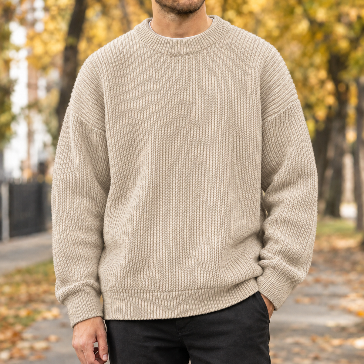 Horace Ribbed Sweater - Beige