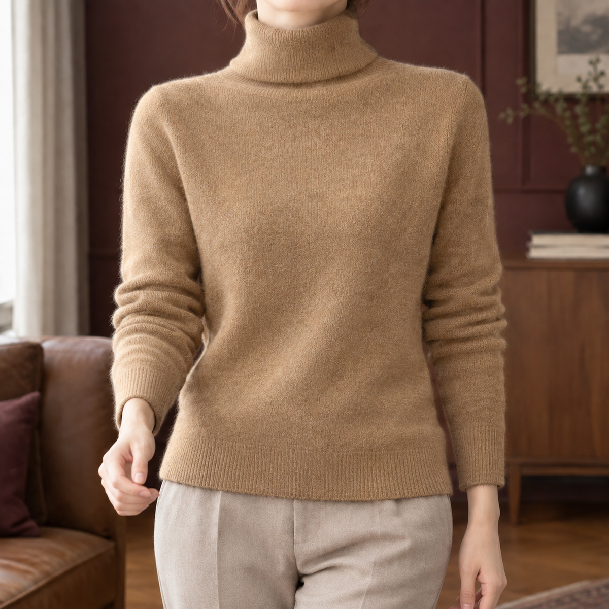 Cecilia Turtleneck Sweater - Golden Camel