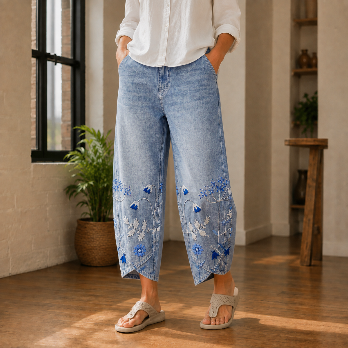 Vera Barrel Pants - Blue