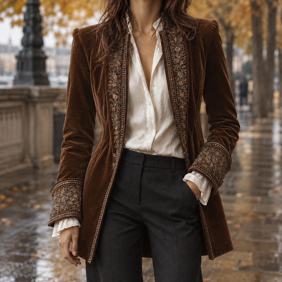Harriet-Hope Embroidered Jacket - Camel