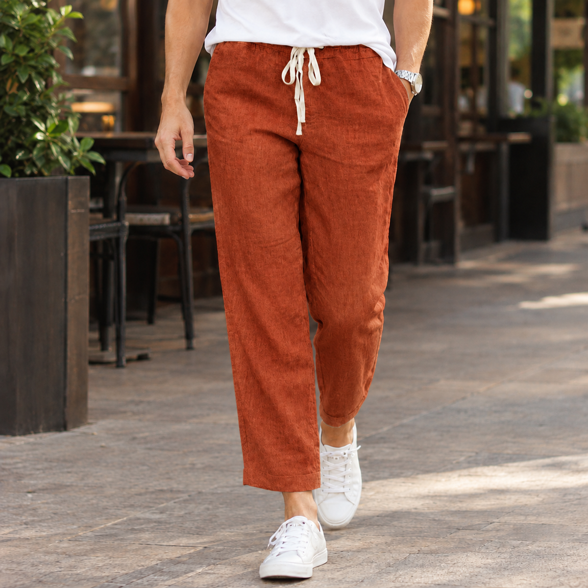 Gaspard Relaxed Pants - Orange Red