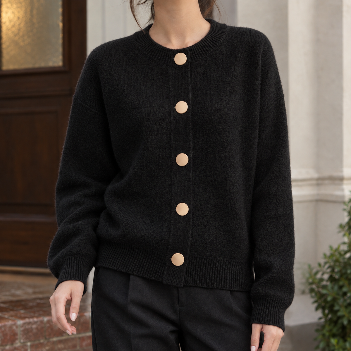 Michelle Wool Cardigan - Black