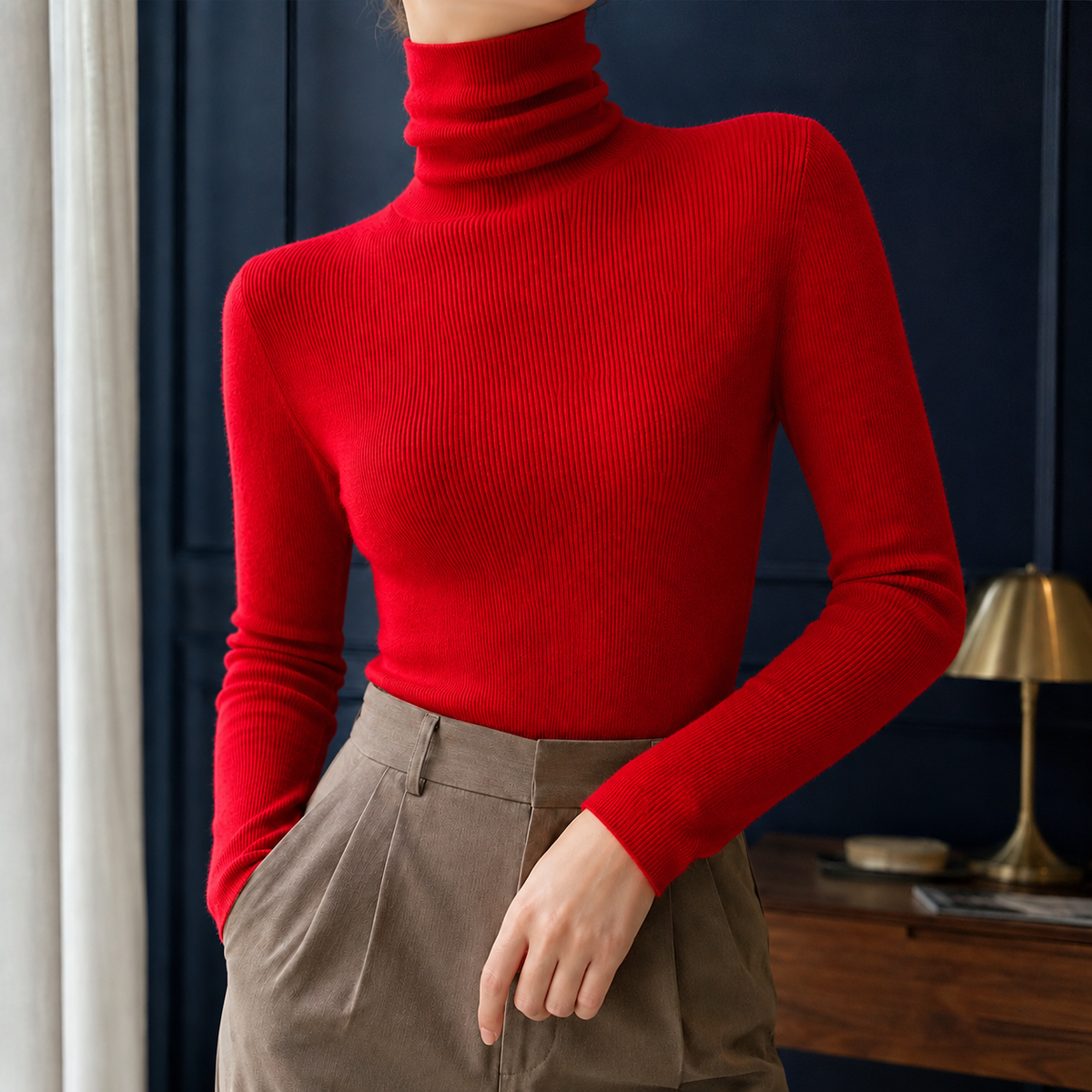 Genevieve-Rose Cashmere Sweater - Red