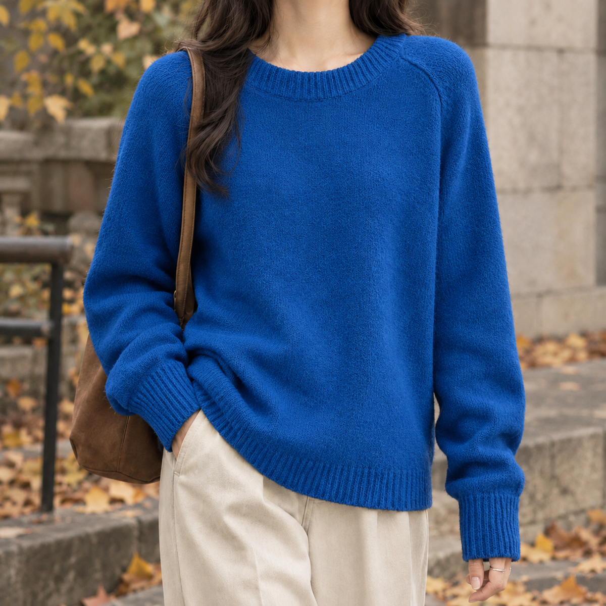 Berenice-Louise Ribbed Crewneck Sweater - Blue