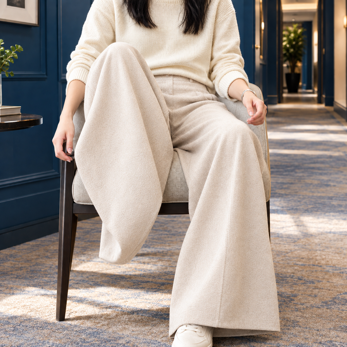 Jemima Wide Leg Pants - Milk Apricot