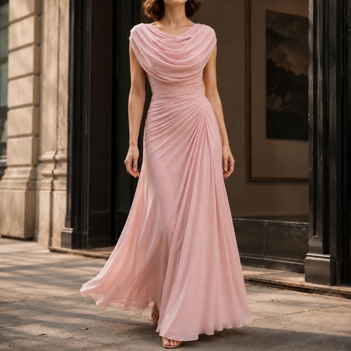Sylvie-Skye Cowl Maxi Dress - Pink