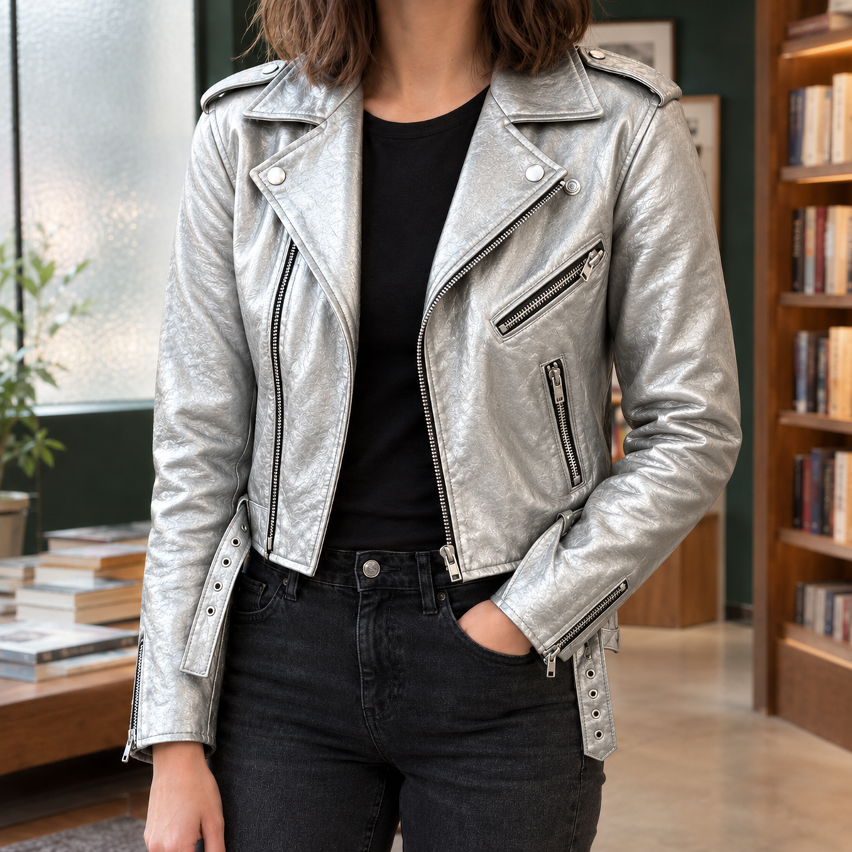 Eliana Biker Jacket - Silver