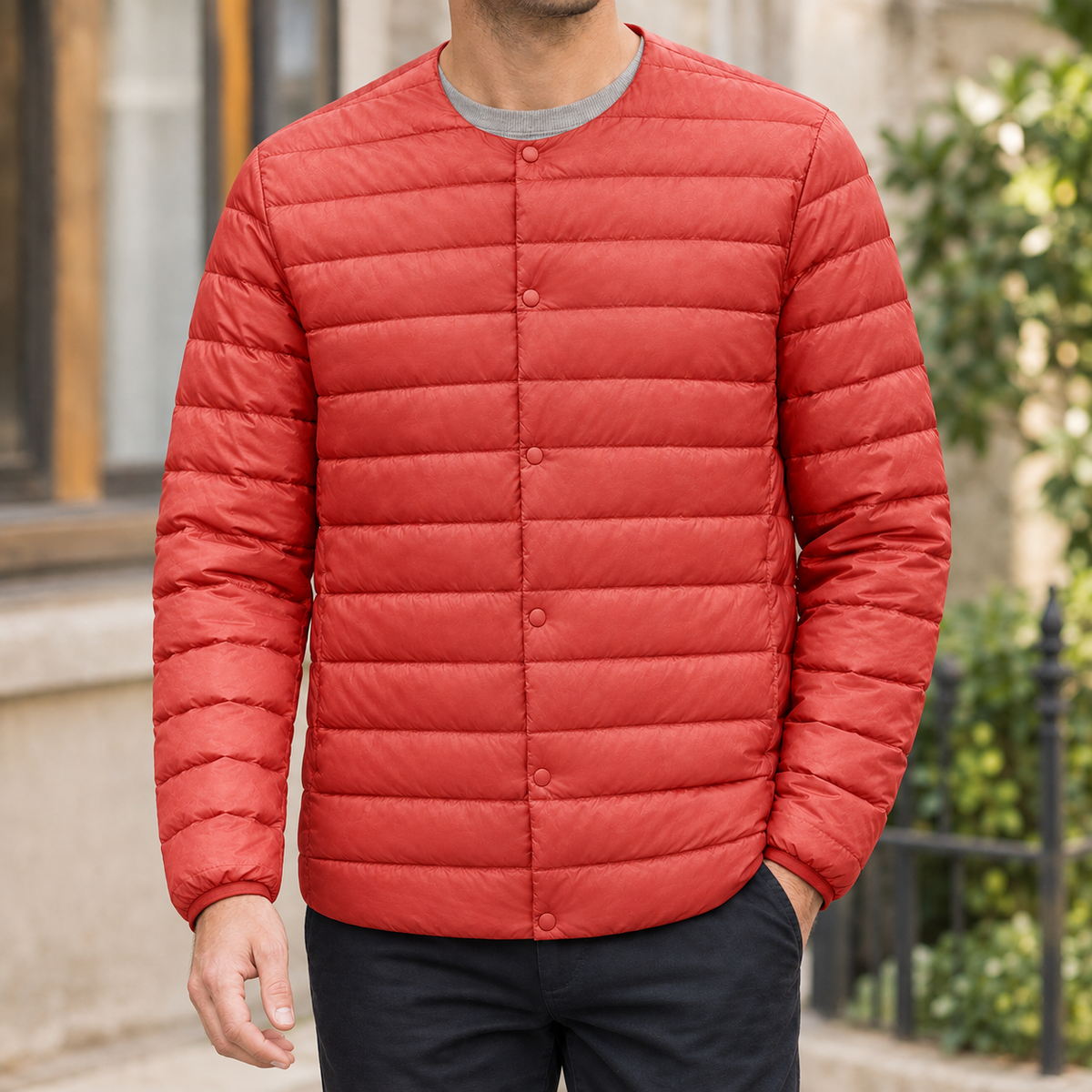 Redmond Collarless Jacket - Red