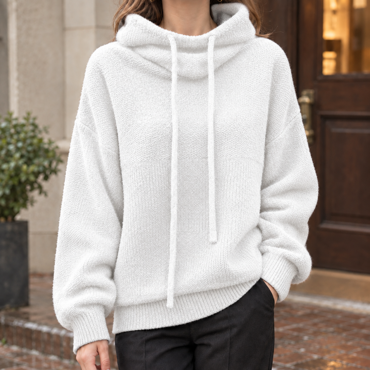Etta Cowl Neck Sweater - White