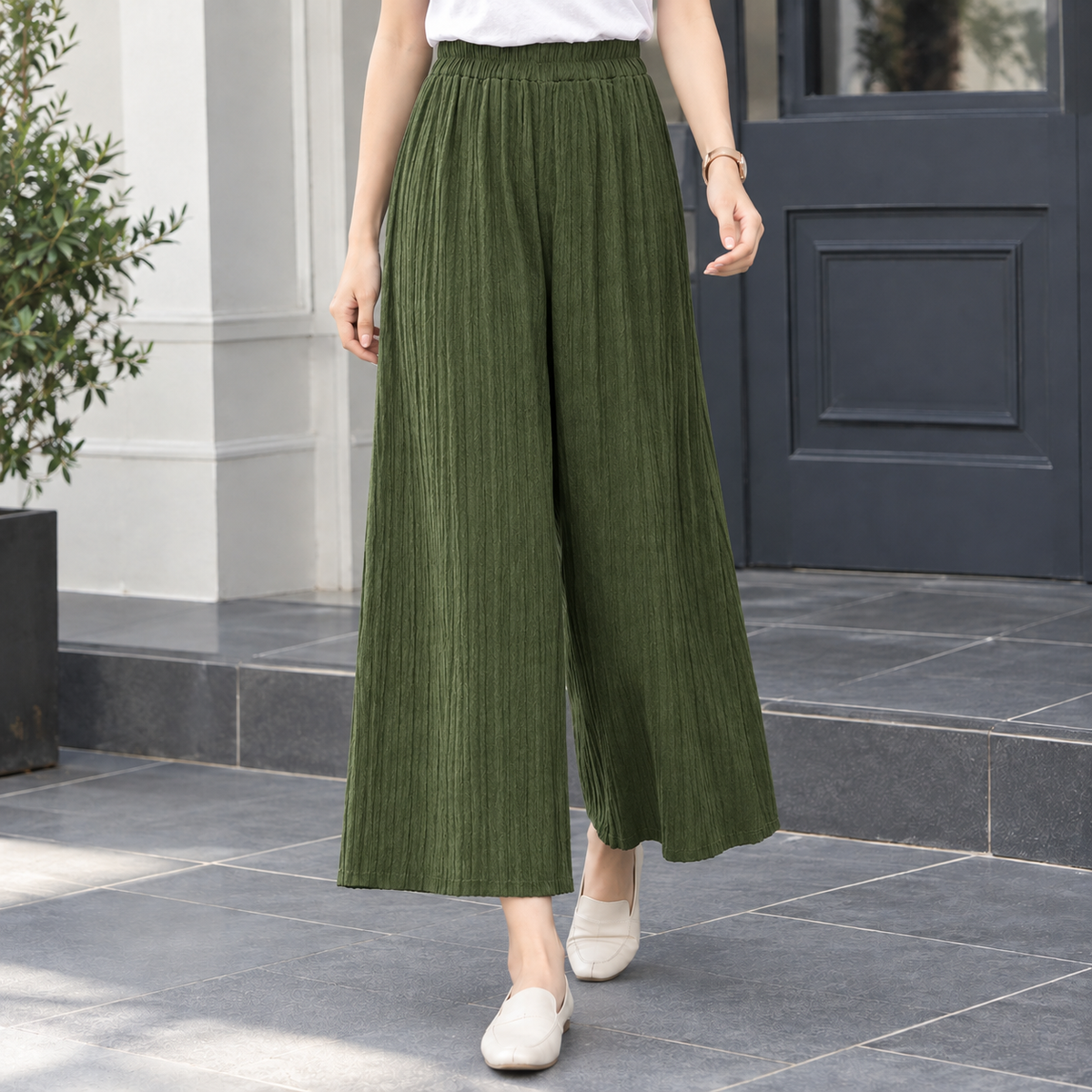 Vanessa Pleated Pants - Army Green