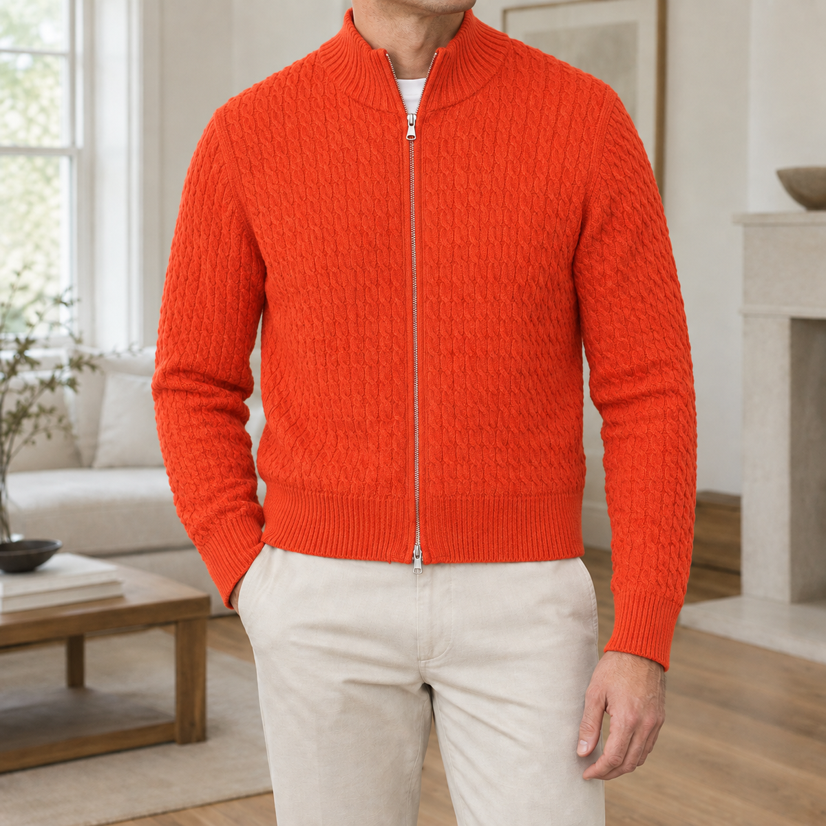Ambrose Cable Knit Sweater - Orange