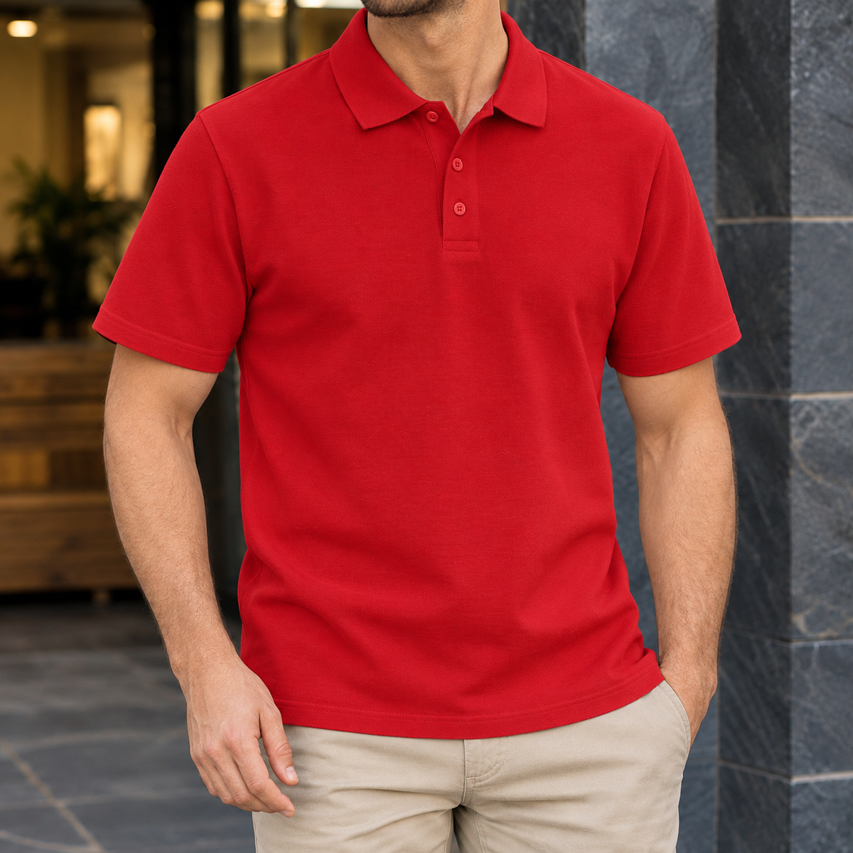 Jamie-Miles Cotton Polo - Red