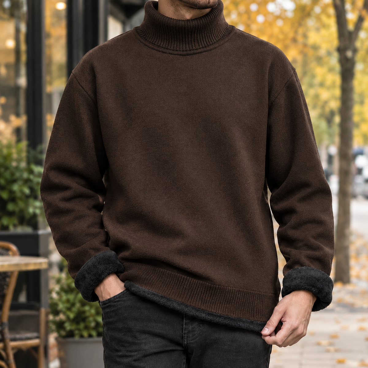 Andrew High Neck Sweater - Brown