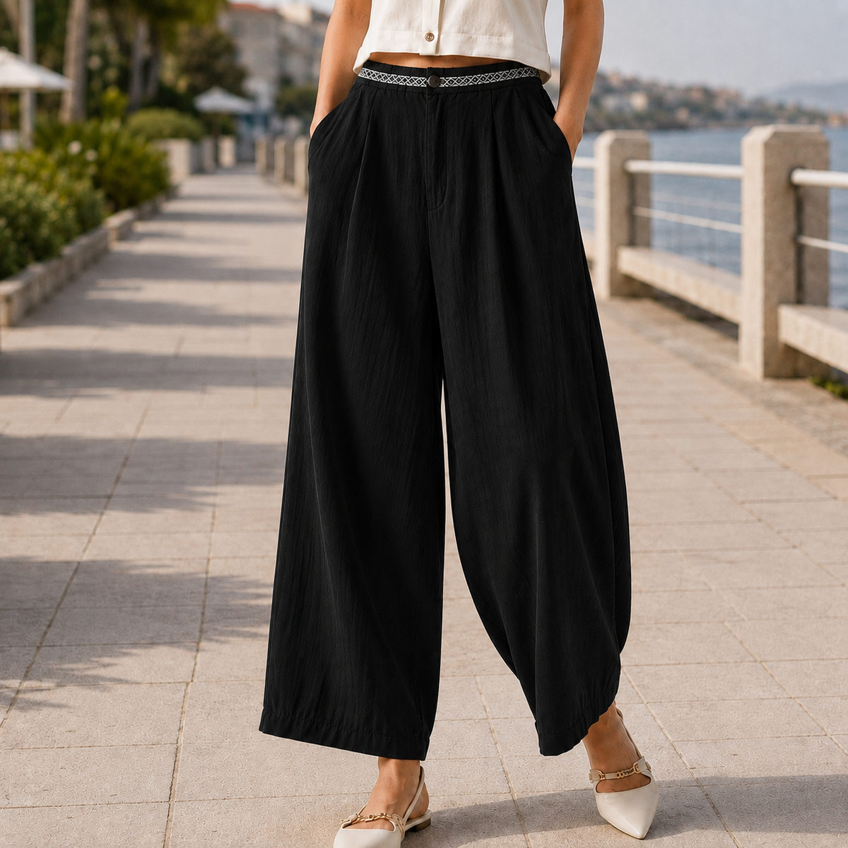 Stella Linen Pants - Black