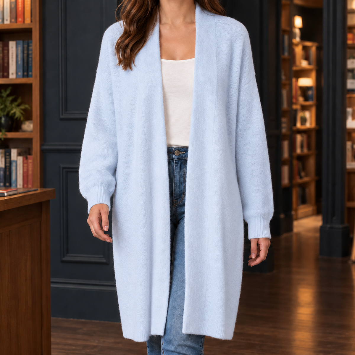 Natalie Longline Cardigan - Light Blue