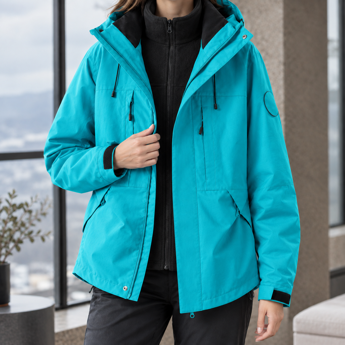 Dorothea Three-In-One Jacket - Travel Photo-ready - Turquoise Blue