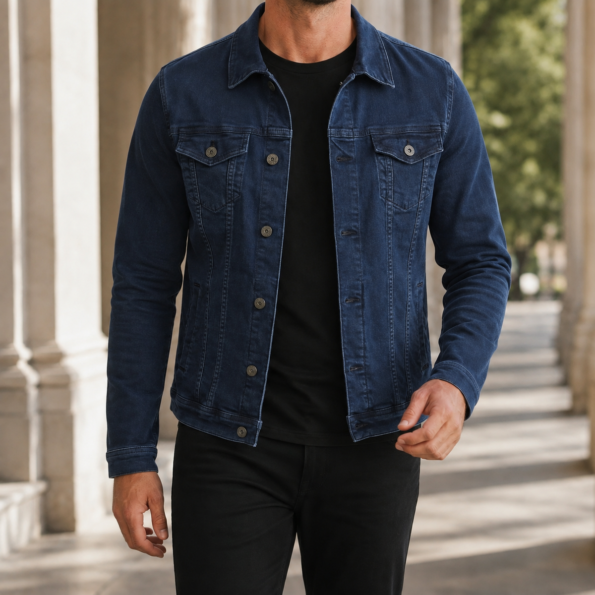 Leander Denim Trucker Jacket - Dark Blue