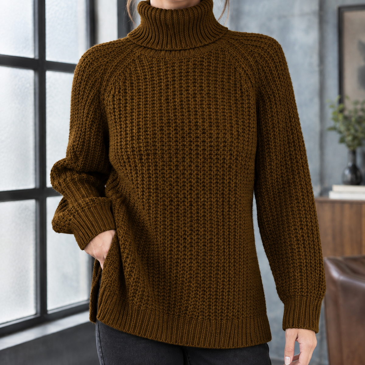 Mallory Turtleneck Sweater - D.brown