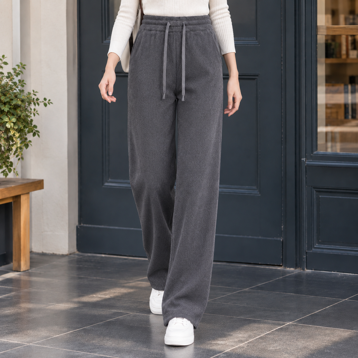 Sabrina Wide-Leg Pants - Gray