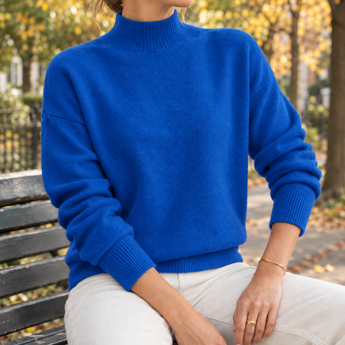 Evadne-Hope Mock Neck Sweater - Royal Blue