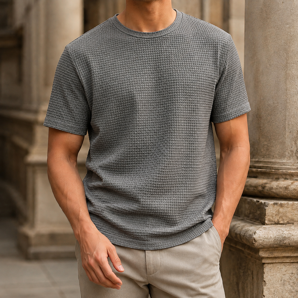 Caleb Textured T-Shirt - Grau