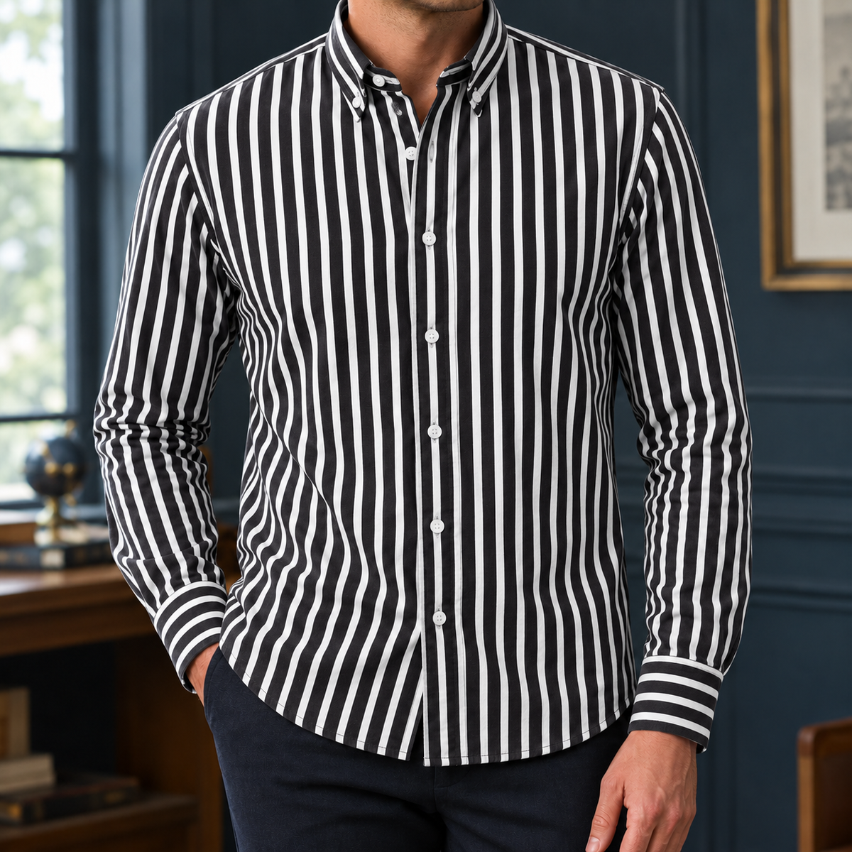Paul Striped Shirt - Black