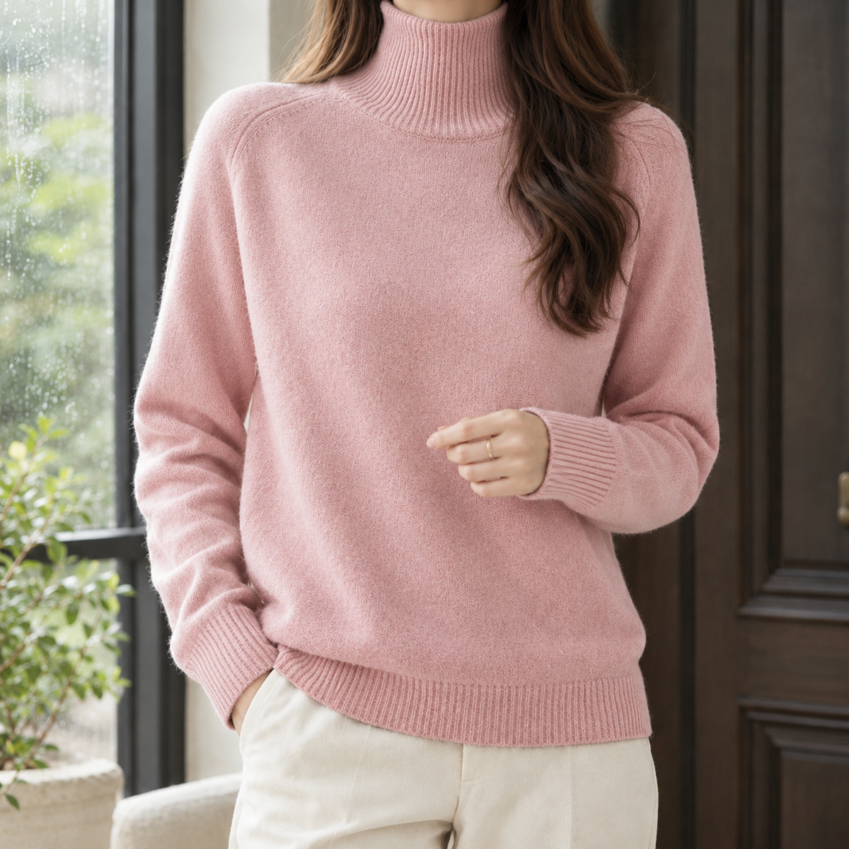 Halcyon Turtleneck Sweater - Rose Pink